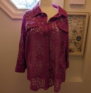 Purple textured lace shacket
